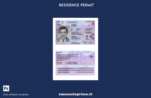 modello di carta di permesso di soggiorno svizzero in stile verificato
